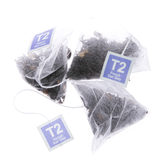 Standard product shot on a white background of T2 French Earl Grey teabags 